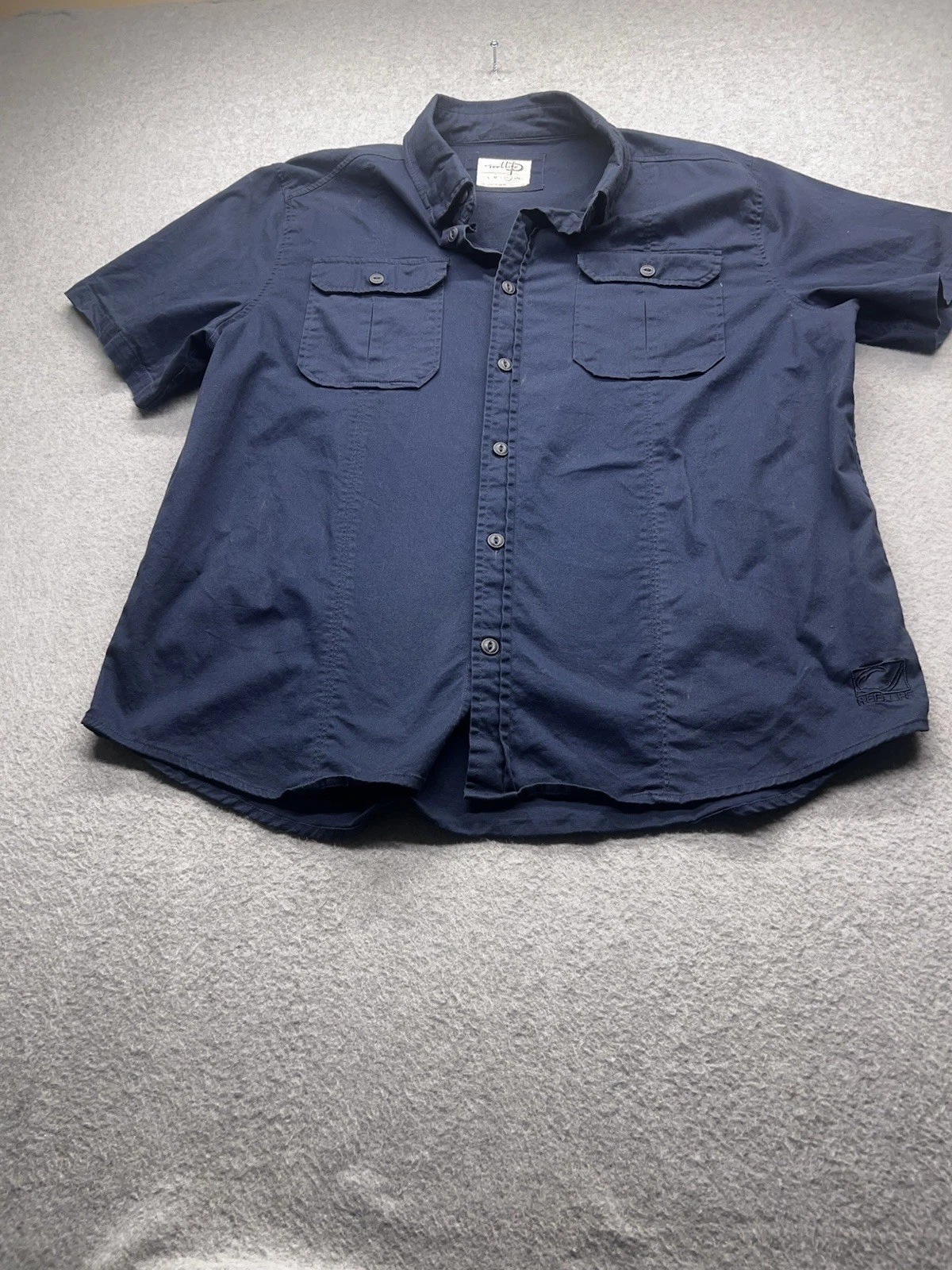 Reel Life Mens Button Up Performance Fishing Shirt - Blue Navy Size X large