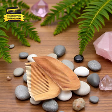 2Pcs Natural Peach Wood Fine Tooth Hair Comb Anti-Static Hair Care Wooden Comb H
