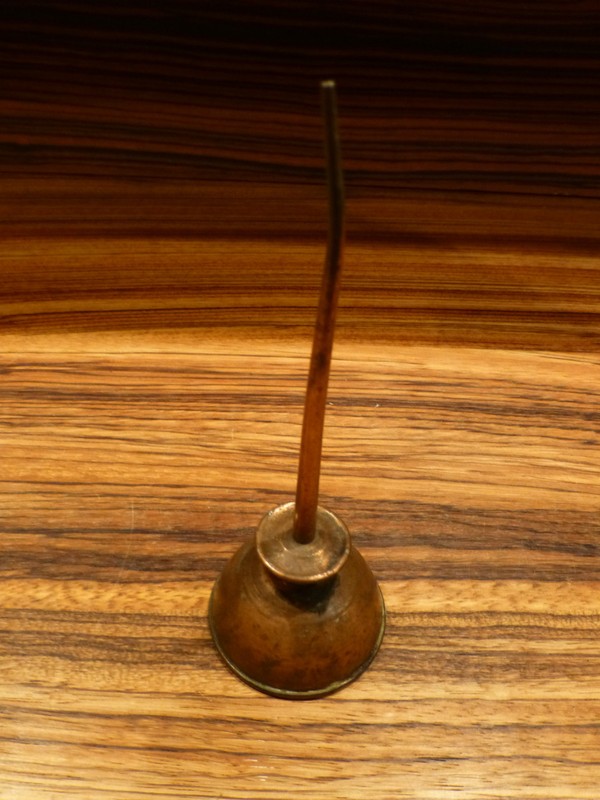 Outstanding Vintage Copper Coated Tin Oil Can-5" tall [Y8-W6-A9]