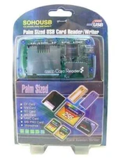 SOHOUSB Palm-sized USB 12-IN-1 Card Reader - Blue Color