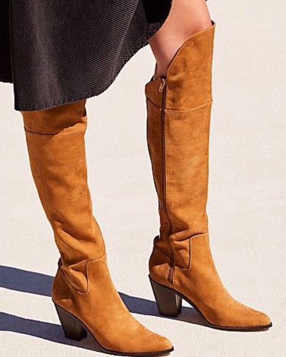 Free people Vegan Overland Boots By Farylrobin Size 5 Cognac Brown Over The Knee - Picture 4 of 4