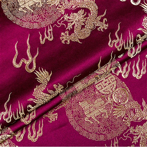 Chinese Brocade Fabric Dragon Design Costume DIY Silky Satin Retro 1M Cloth Soft - Picture 11 of 15