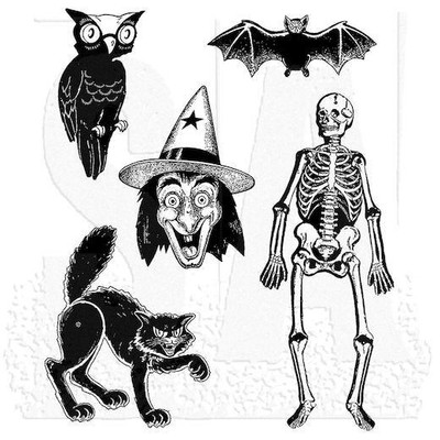 Tim Holtz Cling Rubber Stamps - Retro Halloween CMS092
