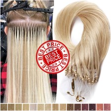 THICK 200S Micro Loop Ring 100 Remy Human Hair Extensions Nano Beads Blonde USA