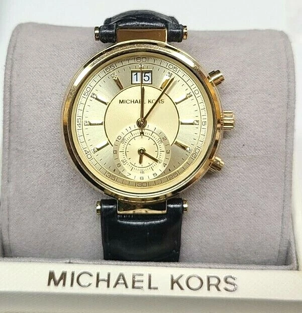 Michael Kors MK2433 39mm Ladies Sawyer Black Leather Watch