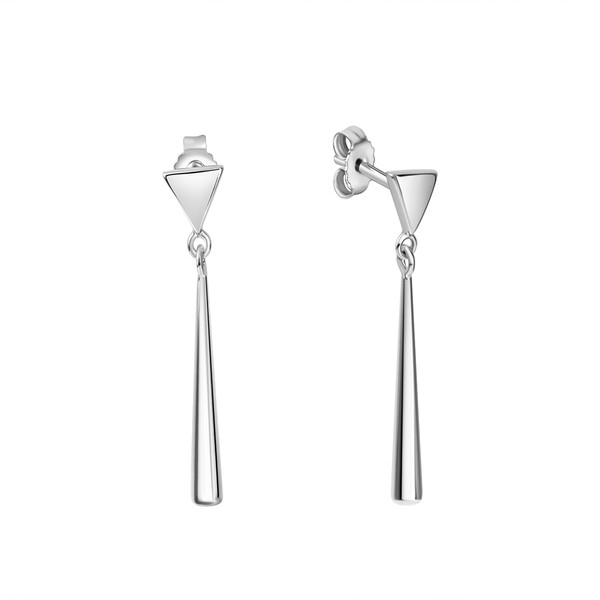 Ohrschmuck OhrhäNger Aus 925 Sterling Silber Rhodiniert Kegel Rund Glanz V-image