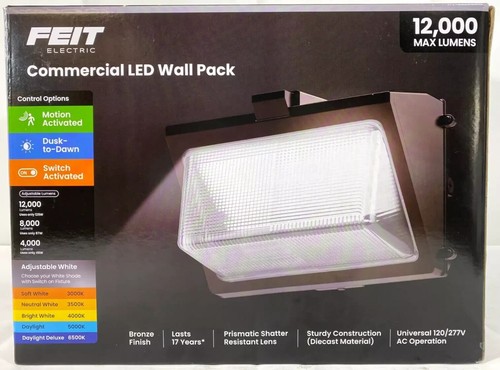 FEIT COMMERCIAL LED WALL PACK 12000 LUMENS S13CWPK/MM/BZ BRAND NEW MOTION LIGHT