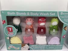 New Squishmallows Bath Bomb Body Wash 8 pc Set 8 scents w/4 Surprise Charms