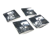 Lot of 4 Square  Flat Silver "Disco" Style Buttons, w/2 hole Sew Through, ~5/8"