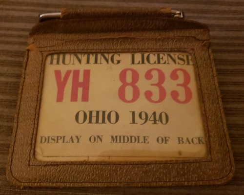 1940-1967 Kunststoff OHIO Jagdschein mit altem Kunstlederhalter 17 Lizenzen - Bild 2 von 6