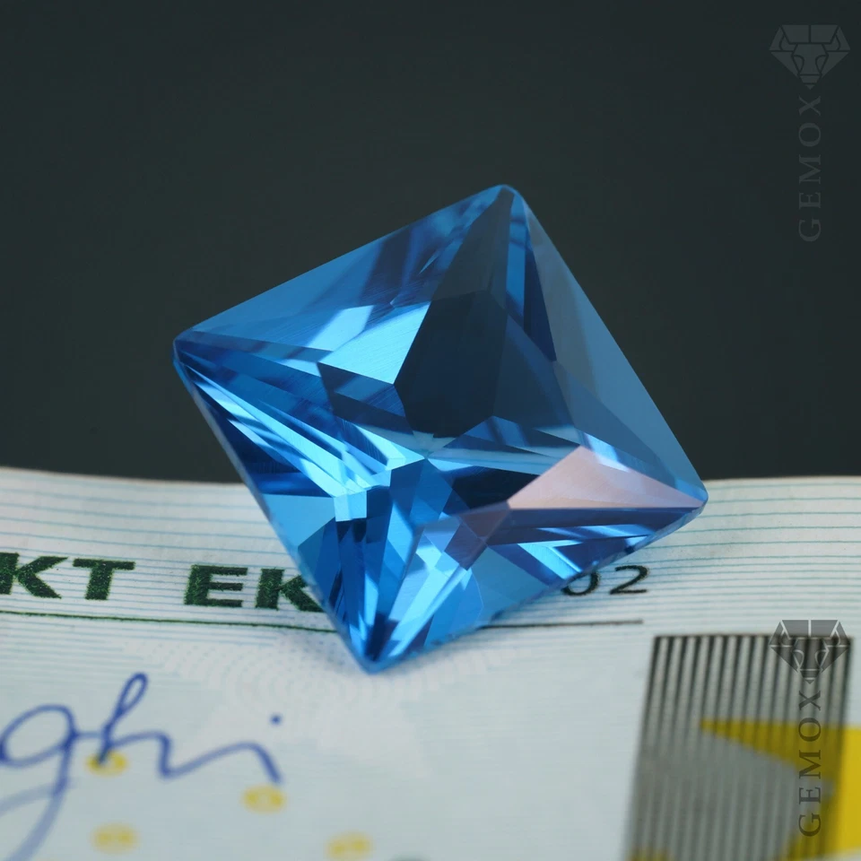 Spinel Loose Gemstone Square Princess Cut Lab-Grown Aquamarine Blue Stone EU - Image 3 of 4