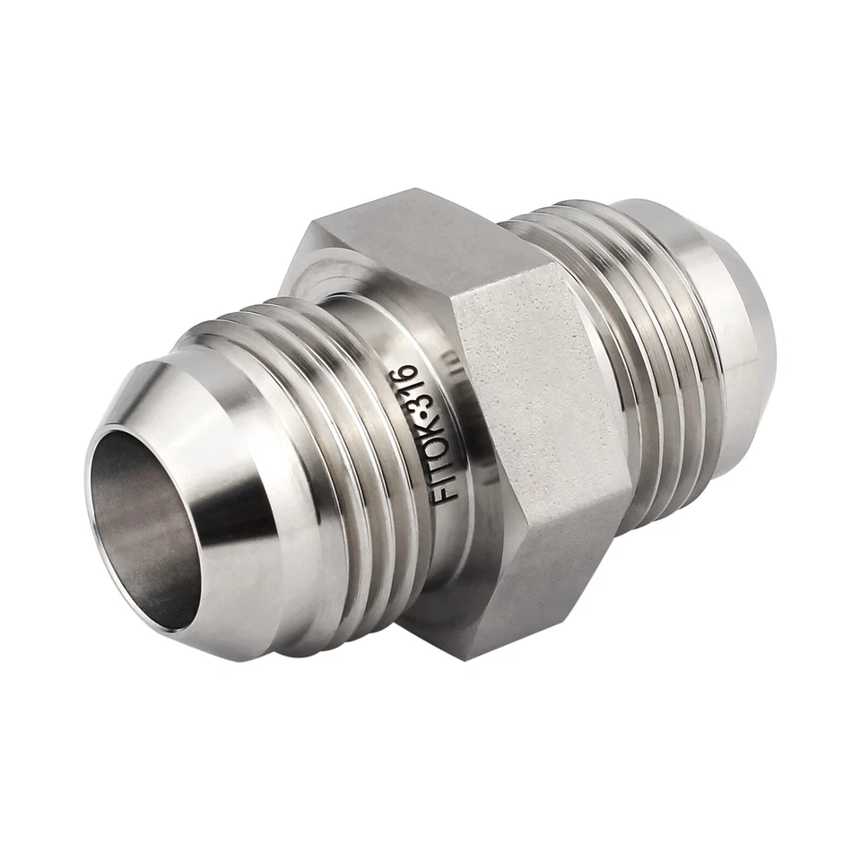FITOK 37° Flared Tube Fitting 3/8 in Male JIC Union 316 Stainless Steel 5000 psi