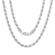 Solid Sterling Silver Italian Rope Chain Mens Woman 2mm 16''-30'' NEW - Italy