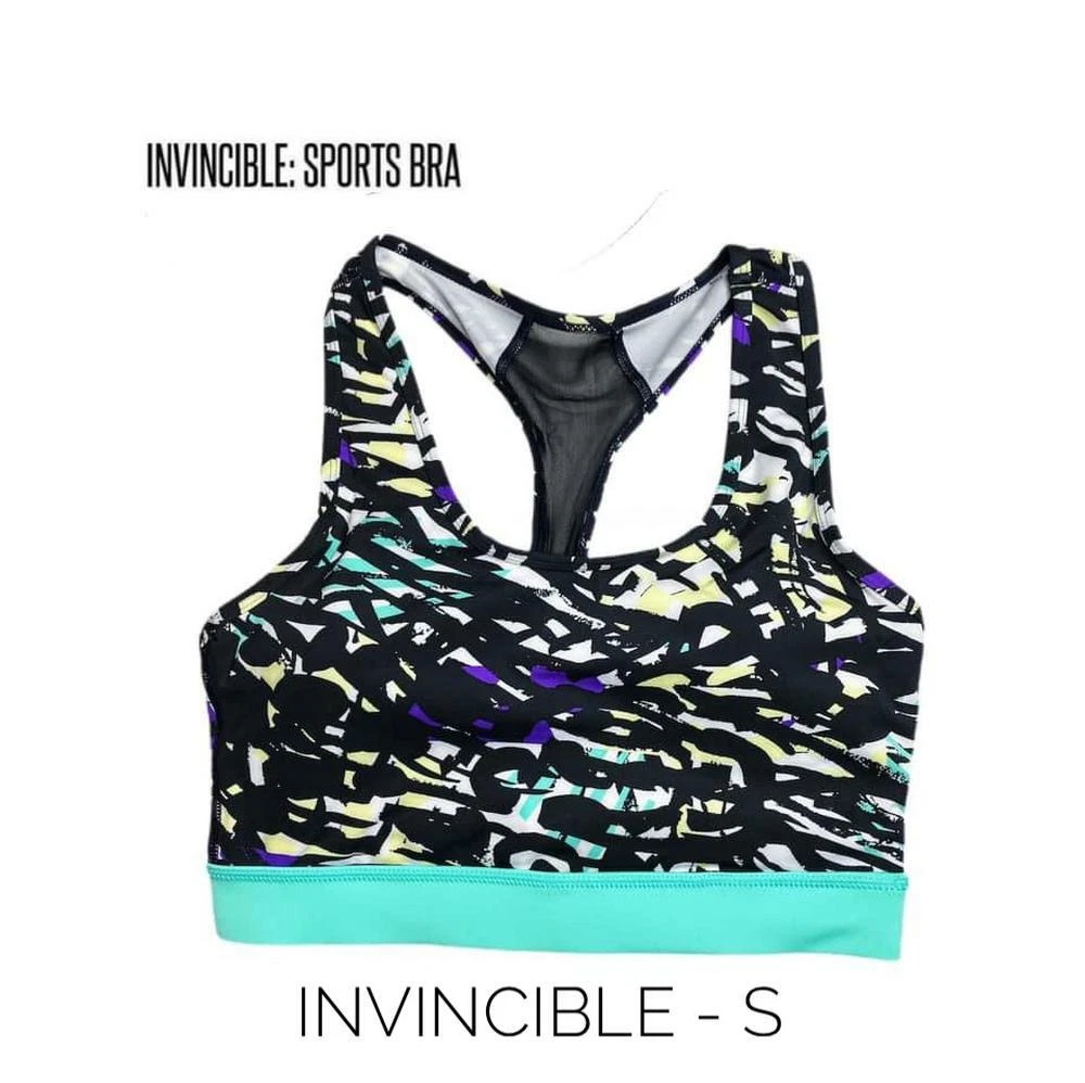 SMALL LuLaRoe INVINCIBLE Sports Bra 34; BLACK WHITE MINT Rise