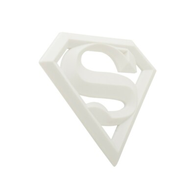Superman White Car Emblem Badge - Man Of Steel 3D Auto Sticker - 4.2'' x 3''