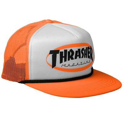 Thrasher Men's Ellipse Mag Logo Trucker Rope Snapback Hat Orange