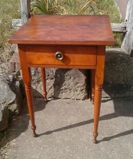 Antique Cherry Wood One Drawer Stand Sheraton Style 1850s Era