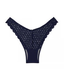 NWT Victoria's Secret Dream Angels Eyelet Brazilian Panty Sz S - Navy Blue