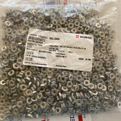(1000ea) Wurth 10-32 Machine Screw Hex Nuts Stainless Steel 18-8,Free Shipping!!