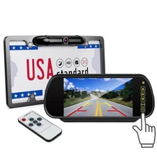 Backup Camera Night Vision Reverse US License Plate Frame Car Parking 7" Monitor