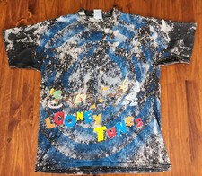 Vintage Looney Tunes AOP Large T Shirt Bugs Bunny Daffy Duck Cartoons Tie Dye 