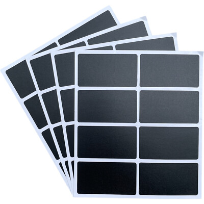40x Glas Etikett Tafel Aufkleber Rechteck Wiederverwendbar Küche Schwarz Kreidemarker