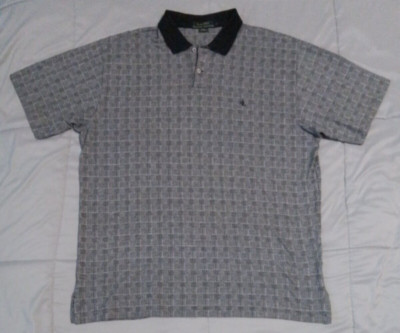 Ralph Lauren Polo Men's Shirt Large Gray & Black Concentric Pattern Block Style