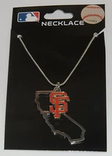 San Francisco Giants State Shape Charm w/ Team Logo Chain Necklace MLB Licensed