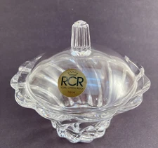 RCR Royal Crystal Rock Genuine Lead Crystal Clear Trinket Box and Lid Italy