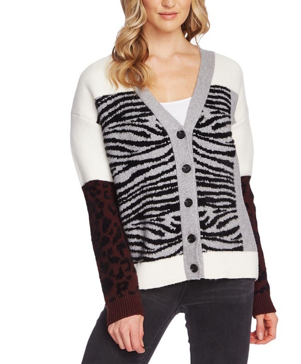トップス MIX ANIMAL JACQUARD BRUSHED CARDIGAN Animal Jacquard Cardigan | Northern Reflections