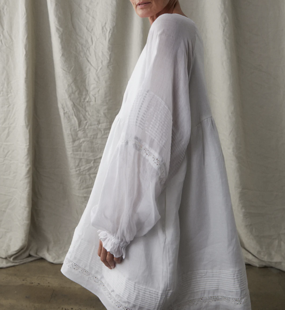 JOSLIN Lillian Linen Ramie Smock Dress White AU8 / US4 Orig. $320