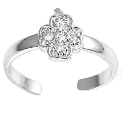 Cross Toe Ring Sterling Silver 925 Clear CZ Adjustable Jewelry Face ...