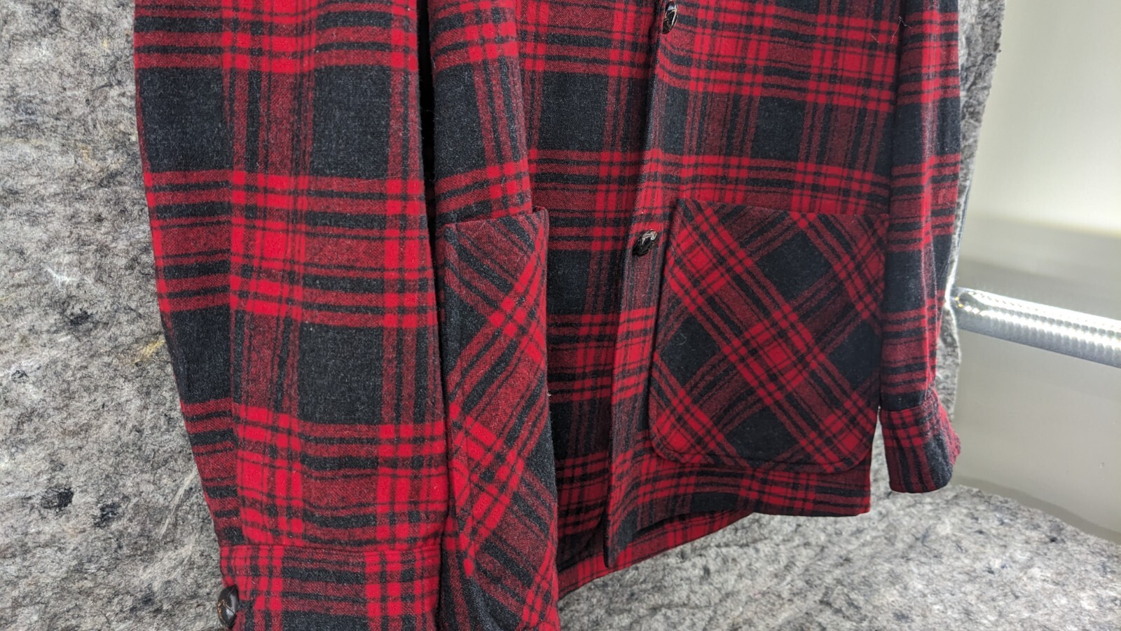 PENDLETON Red Wool Jacket Shadow Plaid Vintage Me… - image 6