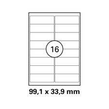 50 arkuszy etykiet do drukarek 99,1 x 33,9 mm DIN A4 (800 szt.) laserowa etykieta do kopiowania