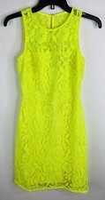 J. Crew Womens Dress 2 Yellow A Line Sleeveless Floral Lace Lined Round Neck