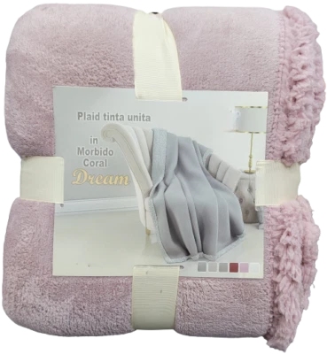 IRGE Plaid Pile Letto Singolo Con Retro Agnellato Tinta Unita 155x200 NUOVO