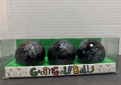 Over The Hill Goofy Golf Balls NeW 3 Spell out Black Golfing Gag Birthday Gift