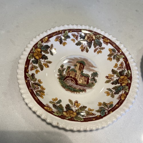 Vintage Copeland Spode England Castle Acorns Scalloped Tea Cup & Saucer Pair - Picture 3 of 19
