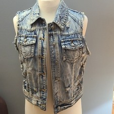 Distressed Sleeveless Jean Jacket