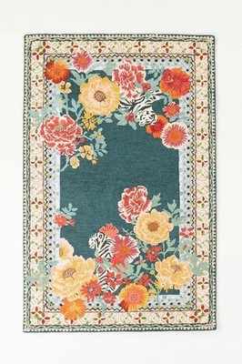 Area Rug Nz Wool Tufted Rug Floral Design Bohemian teal Background for Home