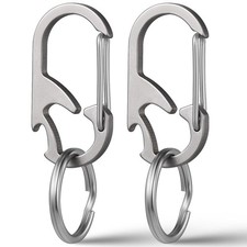 HeavyDuty Titanium Carabiner Keychain Clip  Bottle Opener 2 Pack