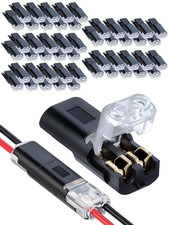 50 Pcs Double-Wire Plug-In Connector, 2-Pin Low Voltage Wire Connectors with Loc