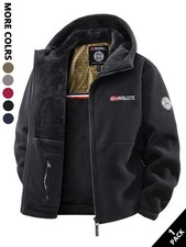 Men's Winter Fleece Hooded Jacket, Windproof and Warm, Suitable for Home Leisure