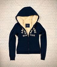Abercrombie Fitch Women s Blue Full Zip Faux Fur Lined Hoodie S