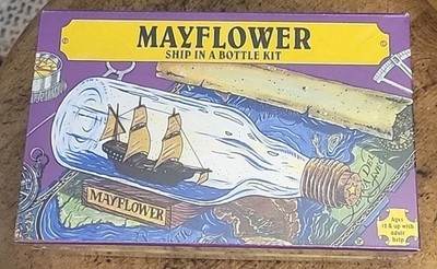 VINTAGE SHIP IN A BOTTLE MAYFLOWER MODEL Craft Kit COMPLETE IN BOX #204 Sealed