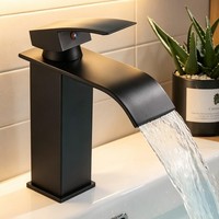 Waschtischarmatur Schwarz Wasserfall Wasserhahn Bad Waschbecken Einhandmischer