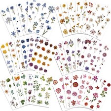 Pressed Flower Stickers 500 Pieces, 36 Sheets , Dried Stickers Color