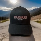 NCAA HARVARD CRIMSON UNIVERSITY FOOTBALL BLACK CAP/HAT TRUCKER STYLE VERY NICE.