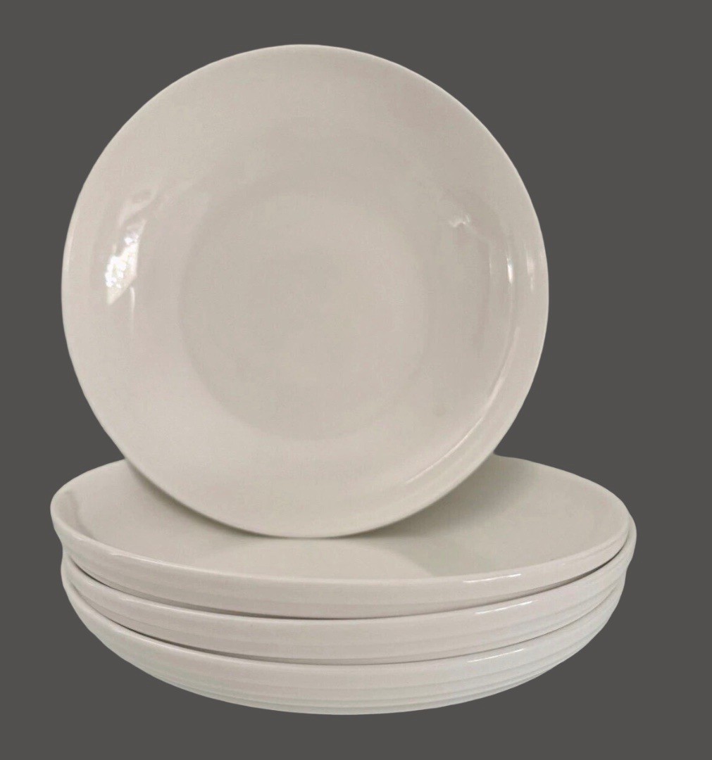 Of 4 Pasta Bowls 9" Bone China White Mikasa Plates New