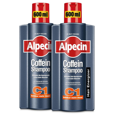 Alpecin Coffein-Shampoo C1, 2 X 600 Ml - Haarwachstum Stimulierendes Haarshampoo